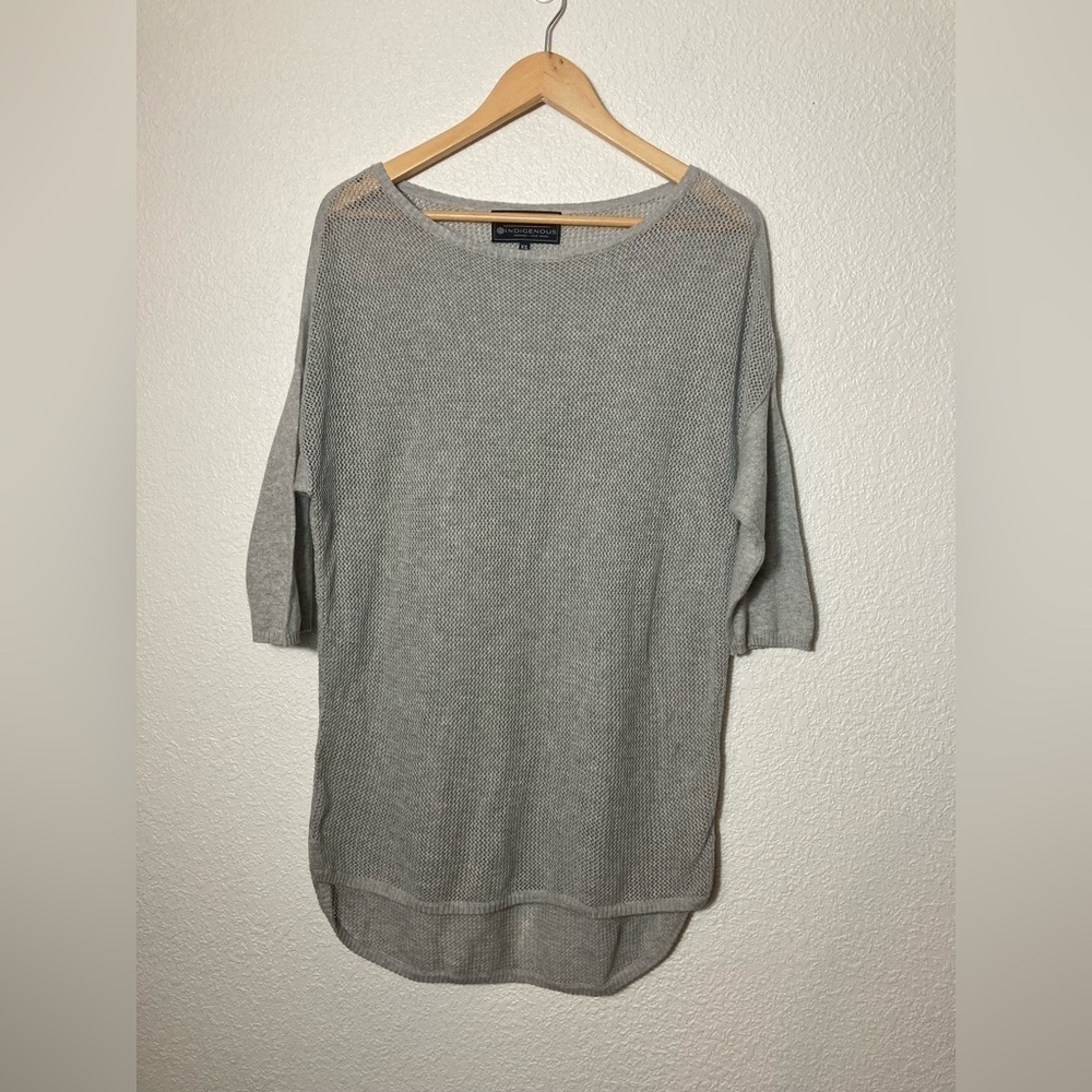 Overland by Indigenous organic + fair trade XS grey loose open knit sweater